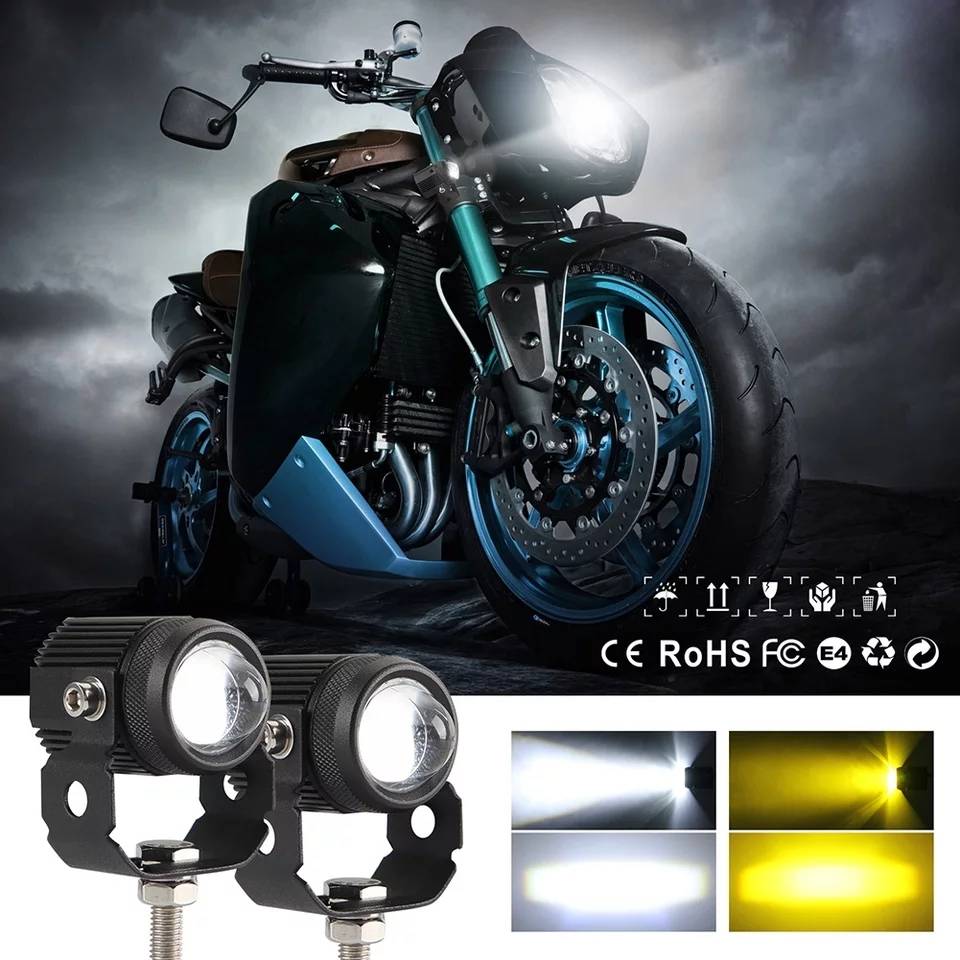 ไฟหน้ารถจักรยานยนต์สปอร์ตไลท์ LED Moto เสริม Lightings DRL รถมอเตอร์ไซด ...