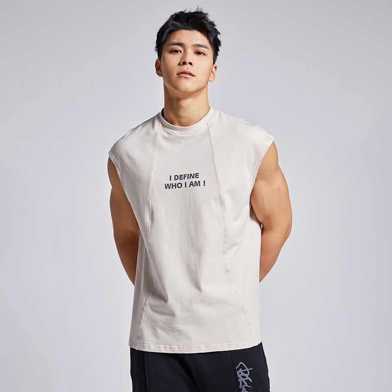 OMG spring and summer sports vest men's pure cotton loose sweat-absorbing breathable running sleeveless T-shirt training fitness clothes vest