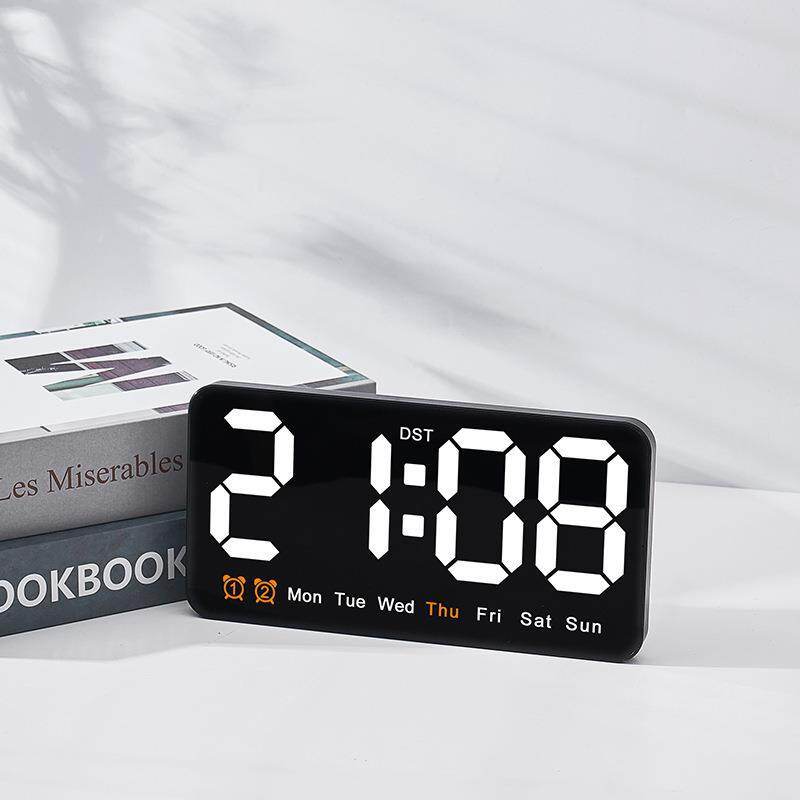 New wall clock, simple, large screen, dual purpose clock, living room clock, temperature multifunctional alarm clock