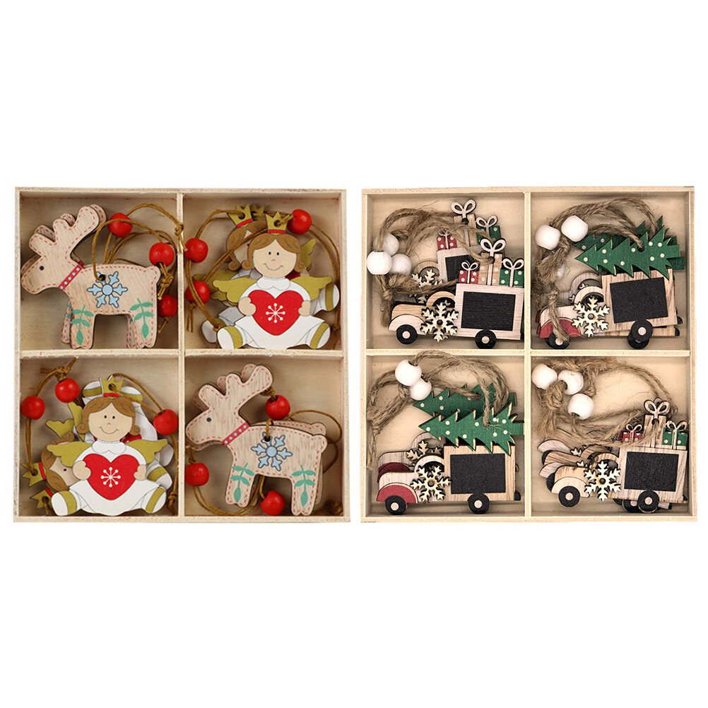 Wooden Hanging Pendants Christmas Tree Ornaments Cartoon Wood Crafts