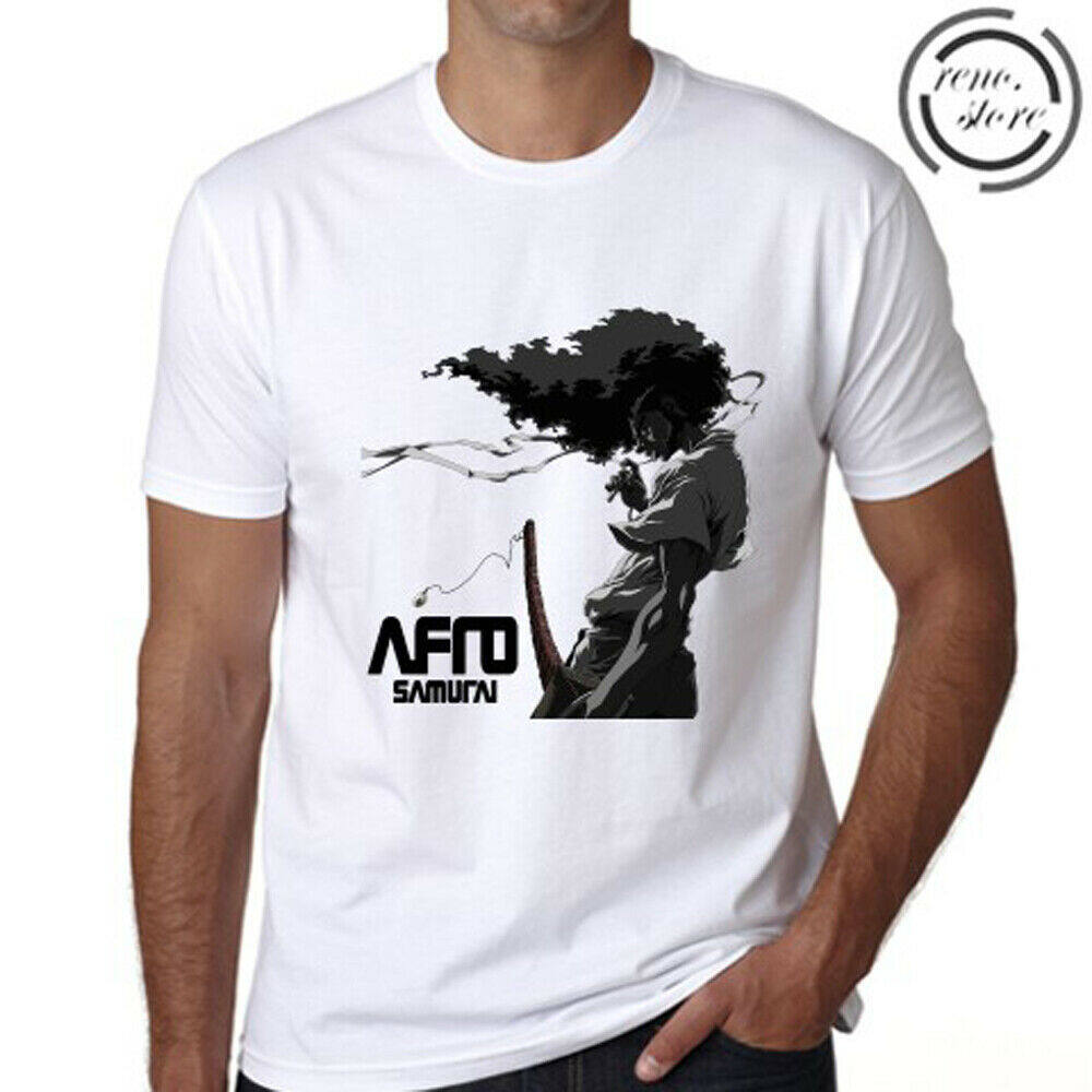 StephaSport Afro Samurai Man New Cotton Short Sleeve T-Shirt Fashion Shirts Home Outdoor Black 