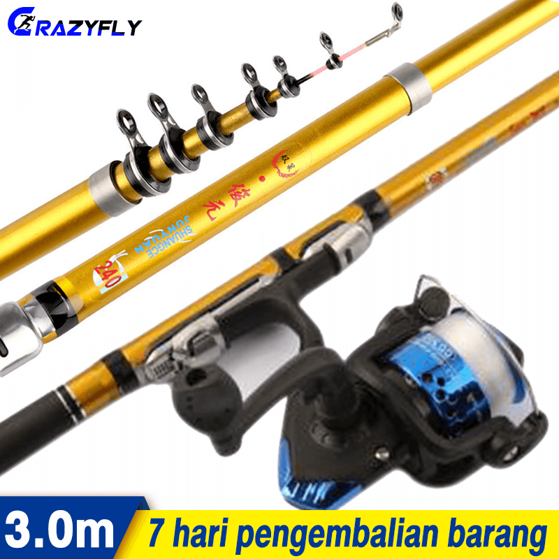 crazy fly fishing reel Crazyfly Portable Sea Fishing Rod Pole Carbon Fiber 1.8/2.1/2.4/2.7/3.0m  Telescopic Spinning Reel Fish Tackle