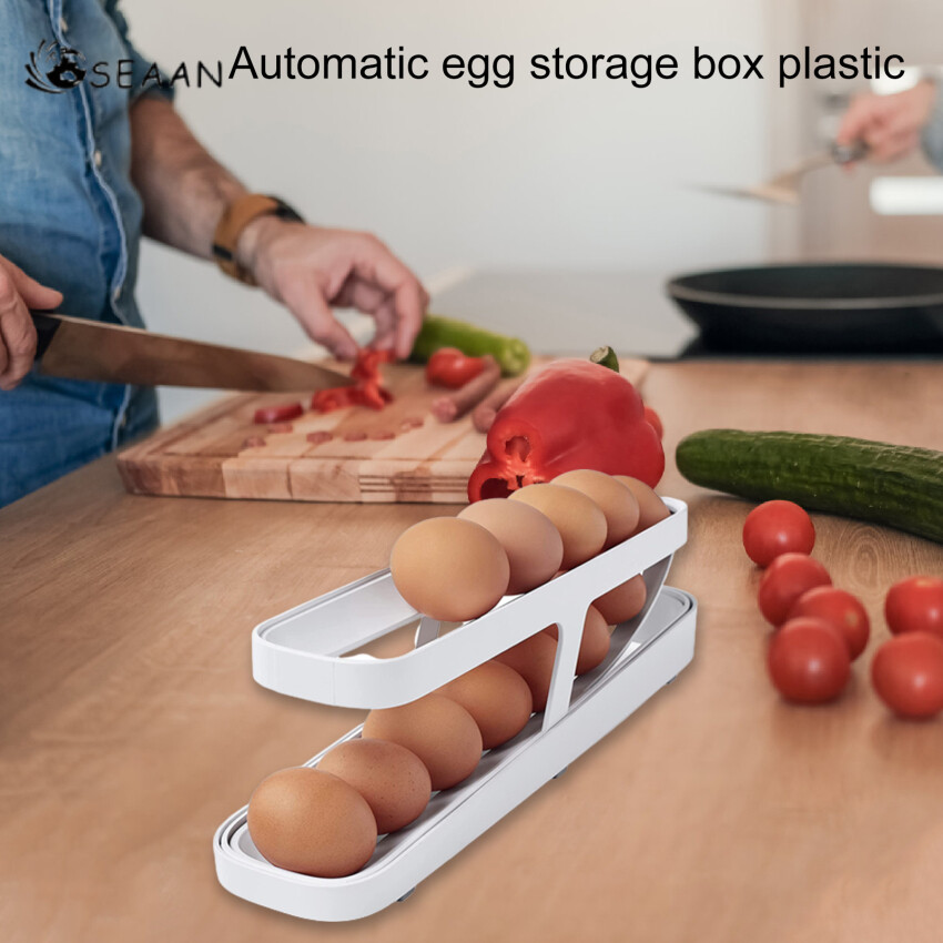 Automatic Eggs Storage Box Plastic Rolling Eggs Holder Basket Container Dispenser Organizer Closet For Fridge Kitchen Egg Tray