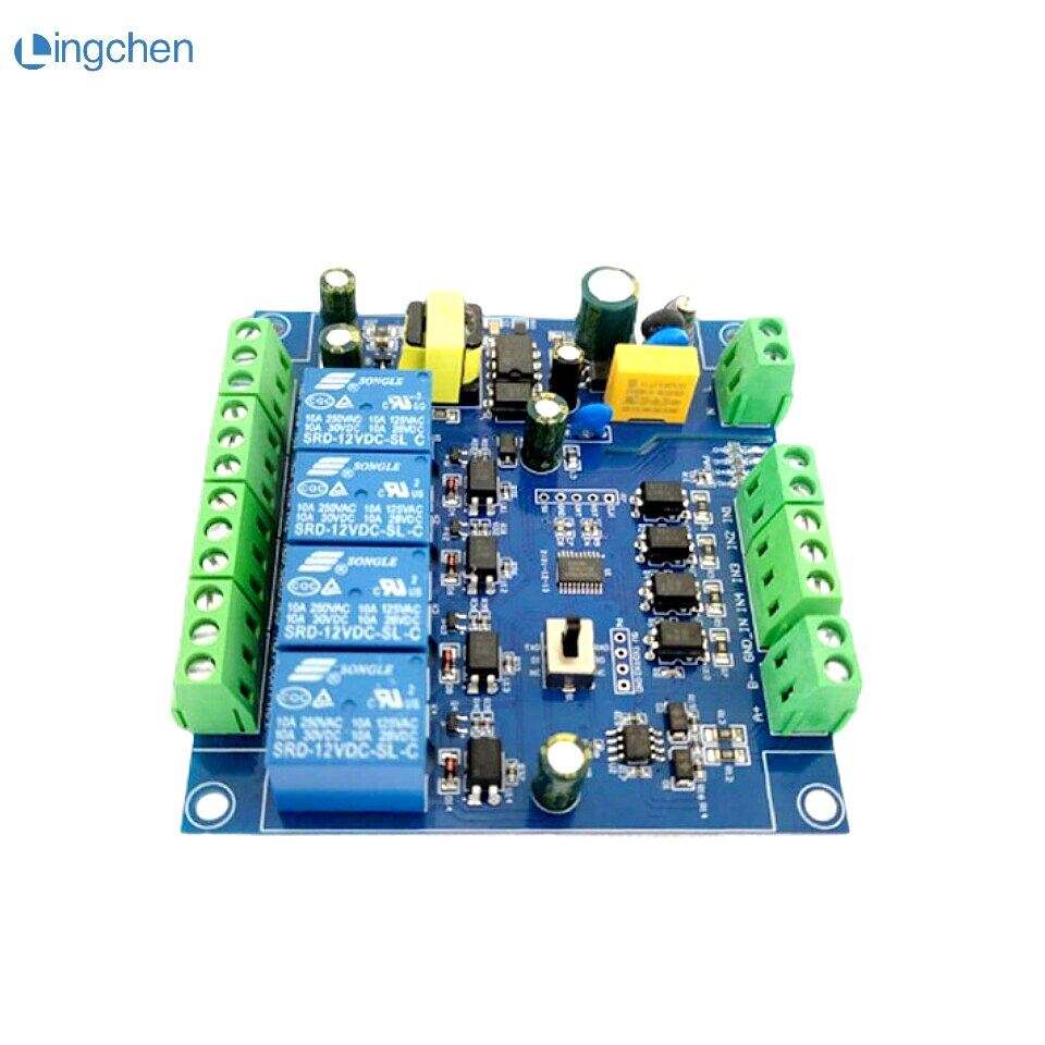 220v power supply modbus rtu 4 channels relay module rs485/ttl uart
