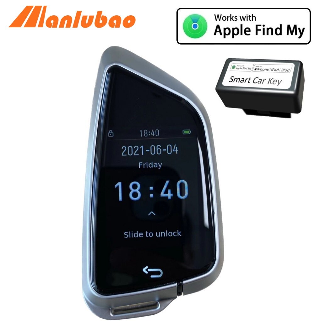 Manlubao 588FM MFI Works With Apple Find My APP Modified Universal Boutique Smart Remote Car Key LCD IPS HD screen Smart trunk keyless entry system Ultra-long standby Auto Accessories fit for all the cars with Engine Start/Stop