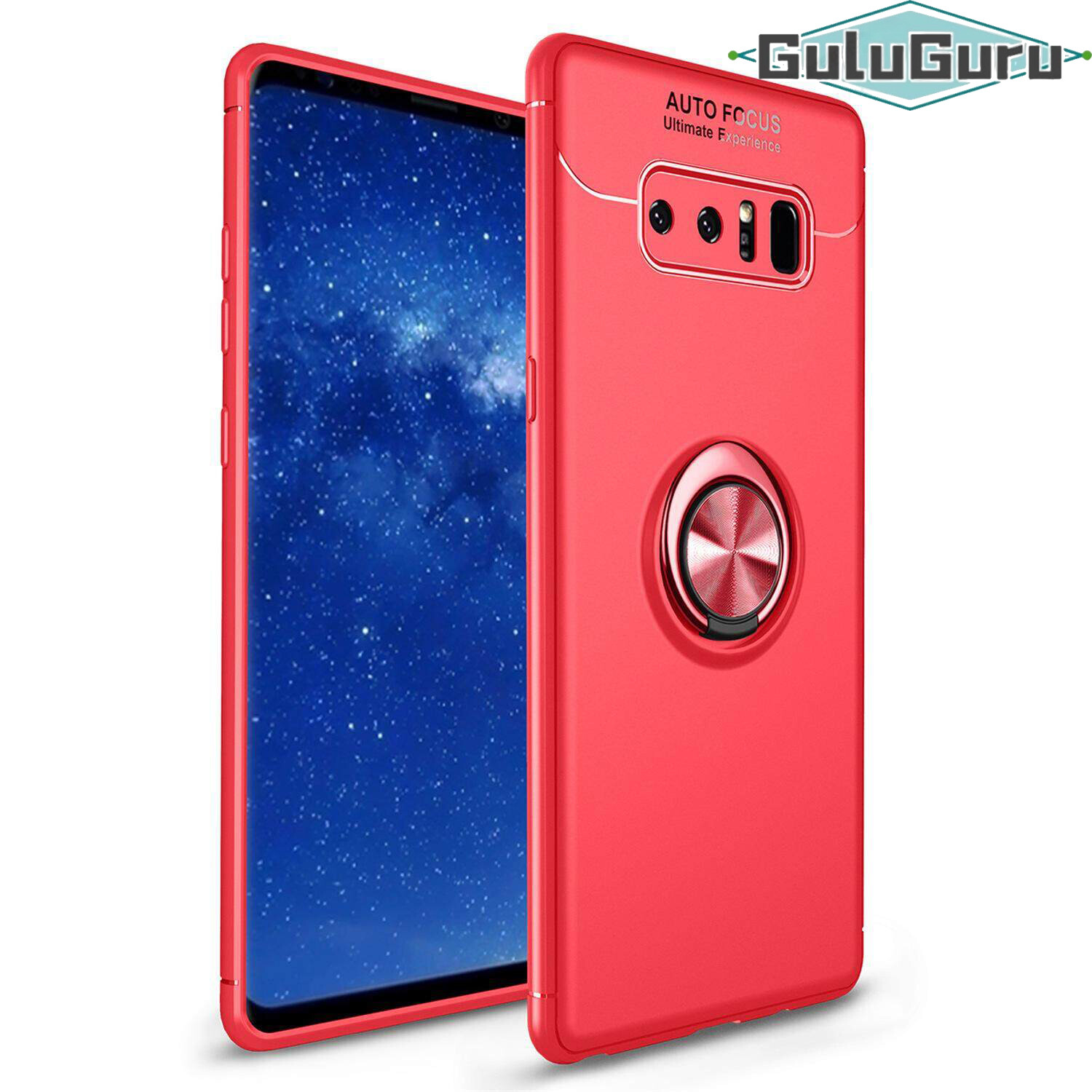 for Samsung Note8 Case [Black Metal Ring Buckle] Soft TPU Back Case Cover, 360 Degree Rotating Invisible Ring Kickstand Holder Bracket, Can work with Car Mount, Shockproof, Impact Resistant