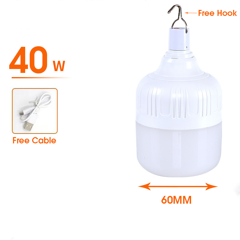 VTTO 500W Portable Camping Lights USB Rechargeable LED Bulb Camping Lantern Outdoor Emergency Bulb Hanging Tent Light