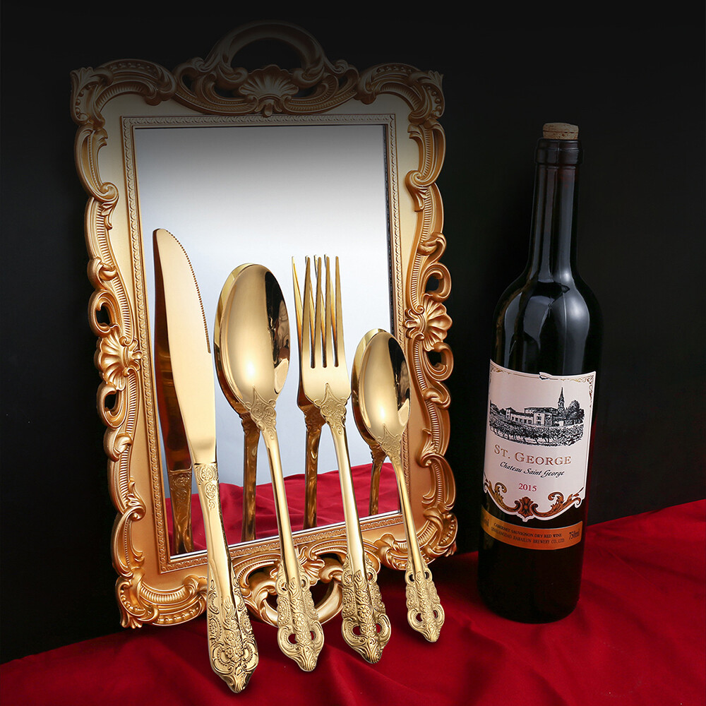 Luxury Tableware Engrave Spoon Fork Stainless Steel Tableware Western Cutlery Western Tableware Retro Tableware