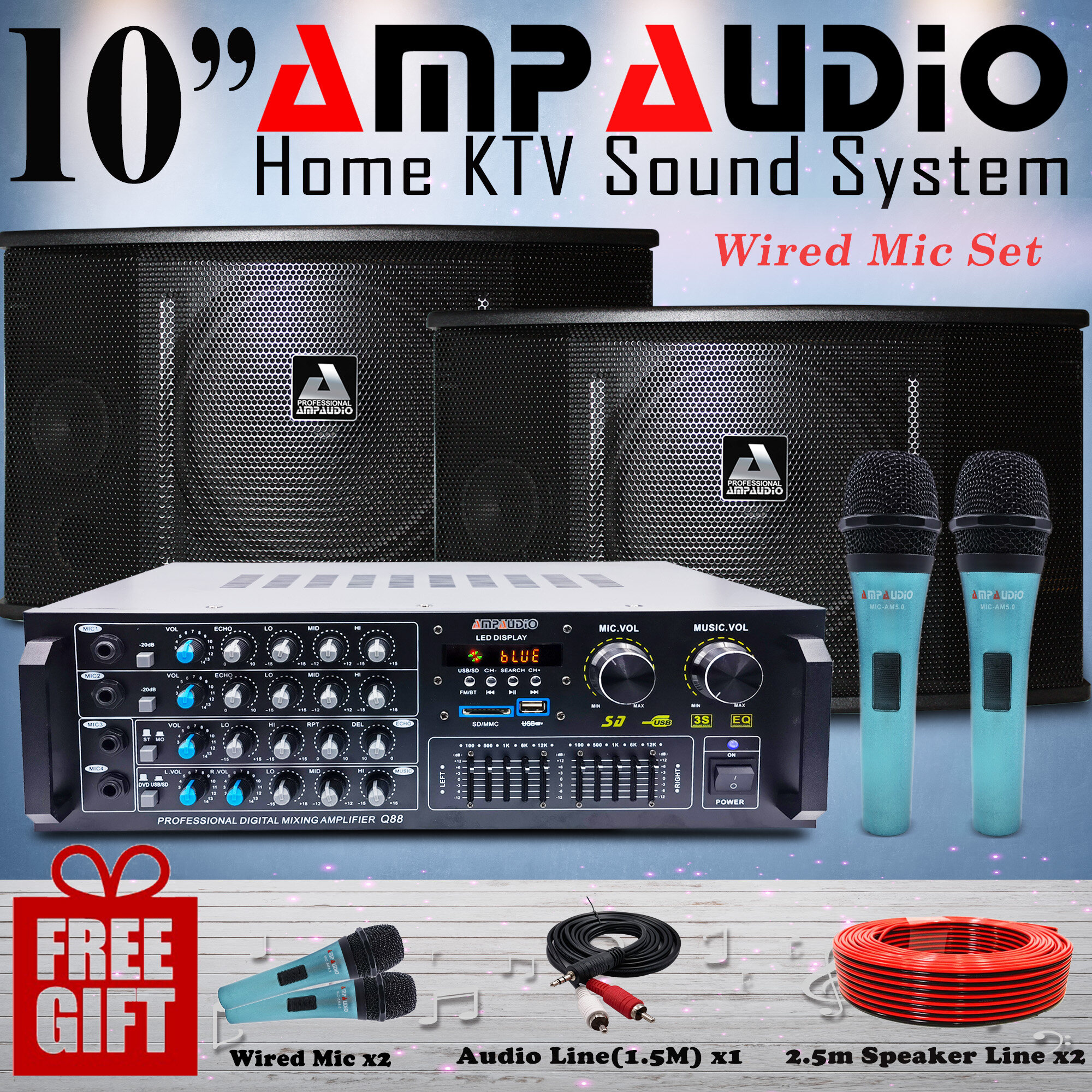 PACKAGE E 10 inch Professional speaker AmpAudio Karaoke Speaker Set