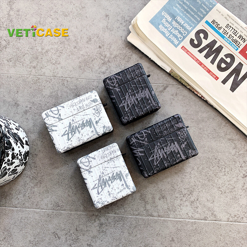 New York Graffiti Earphone Case for Apple AirPods Pro AirPods 1 2 3 New Silicone Soft Cover Headphone Air Pods Casing Pouch Protective AirPod Accessories Black White