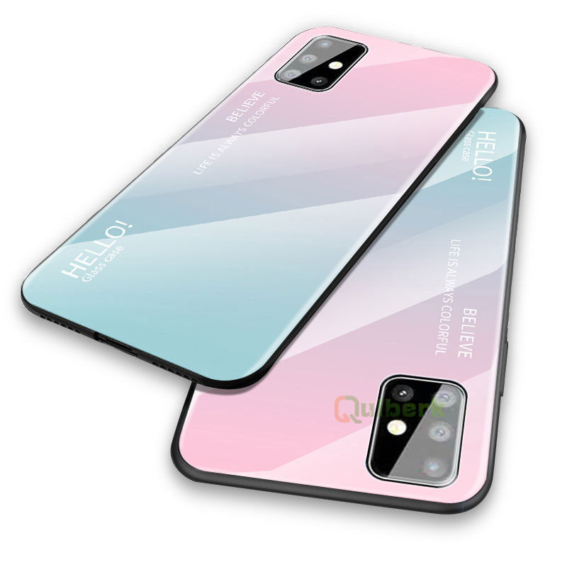 For Samsung Galaxy A51 Hard Gradient Glass Casing Anti-Scratch Case Back Cover Protection