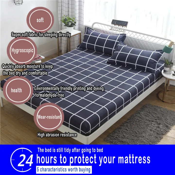 3 In 1 Single Size Queen Size King Size Fitted Bed Sheet With Mattress Cover Cadar Tilam Lazada Singapore