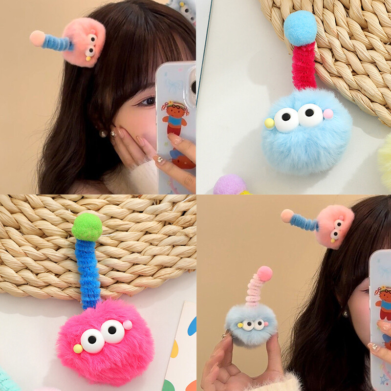 【YIDEA HONGKONG】Cute Plush Colorful Little Monster Hairpin