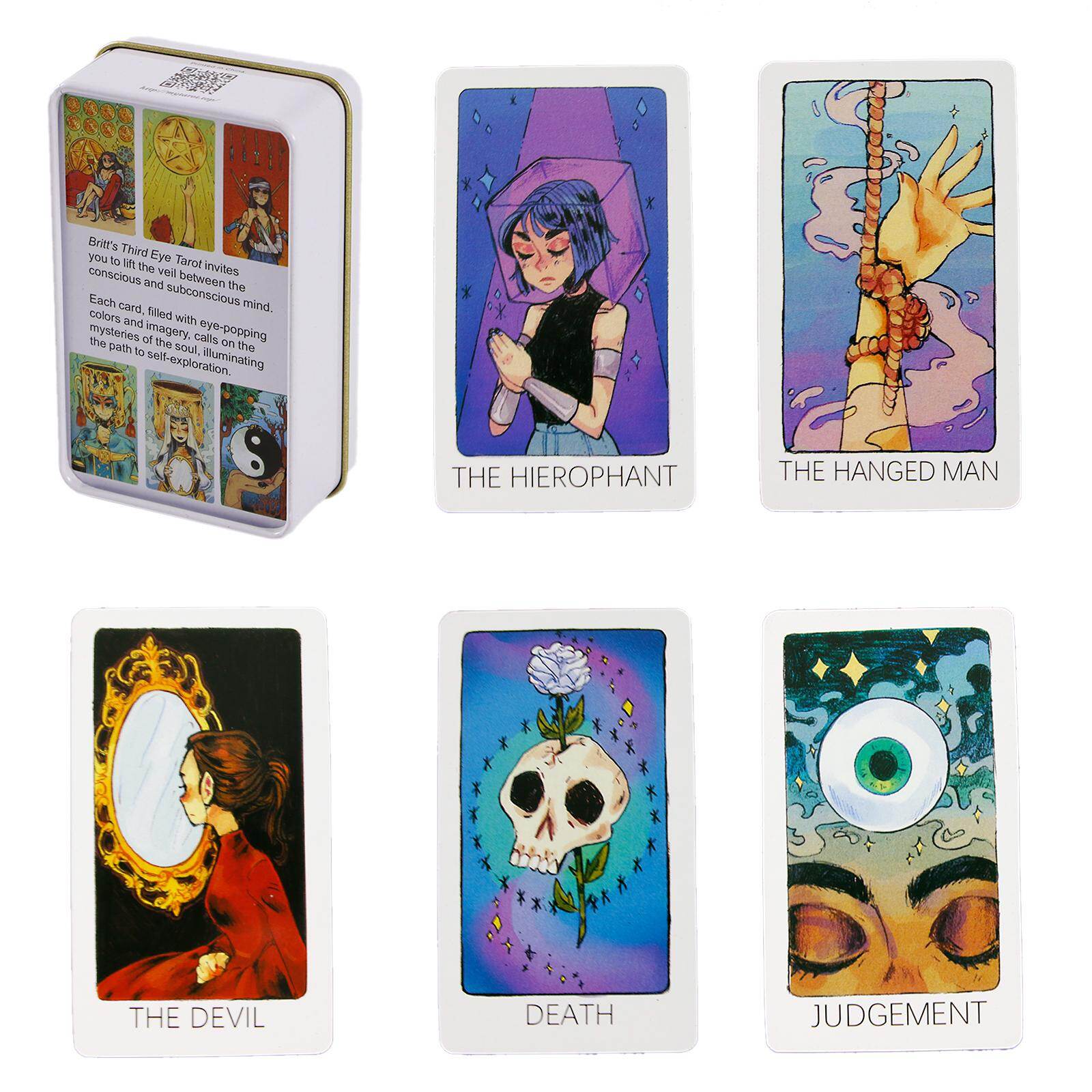 Britt's Third Eye Tarot Deck in A Tin - 78 Tarot Cards (Limited Edition Gold Gilded)