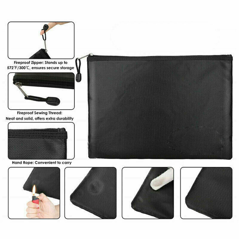 Fireproof Waterproof Document Bag File Money Safe Box Secret File Protect Pouch