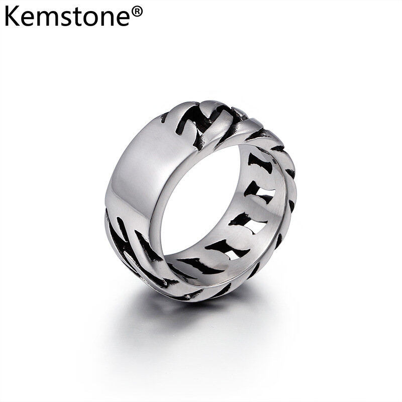 Kemstone New Fashion 316L Stainless Steel Silver Rings For Men Serpentine Metal Ring Jewelry