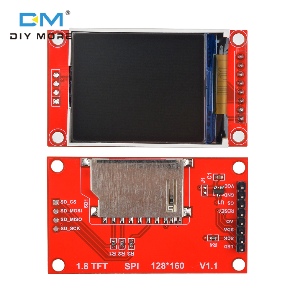 diymore Mô-đun Màn Hình LCD SPI Màn Hình Màu 1.8 Inch Hỗ Trợ Màn Hình Màu 65K Mô-đun TFT 128*160 Với Thẻ SD Trình Điều Khiển ST7735 Cho Arduino /C51 /STM32