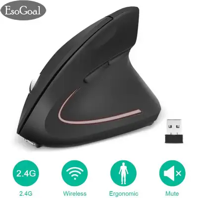 EsoGoal 2.4G Wireless Vertical Ergonomic Optical Mouse Adjustable DPI High Precision Optical Mice (Black)