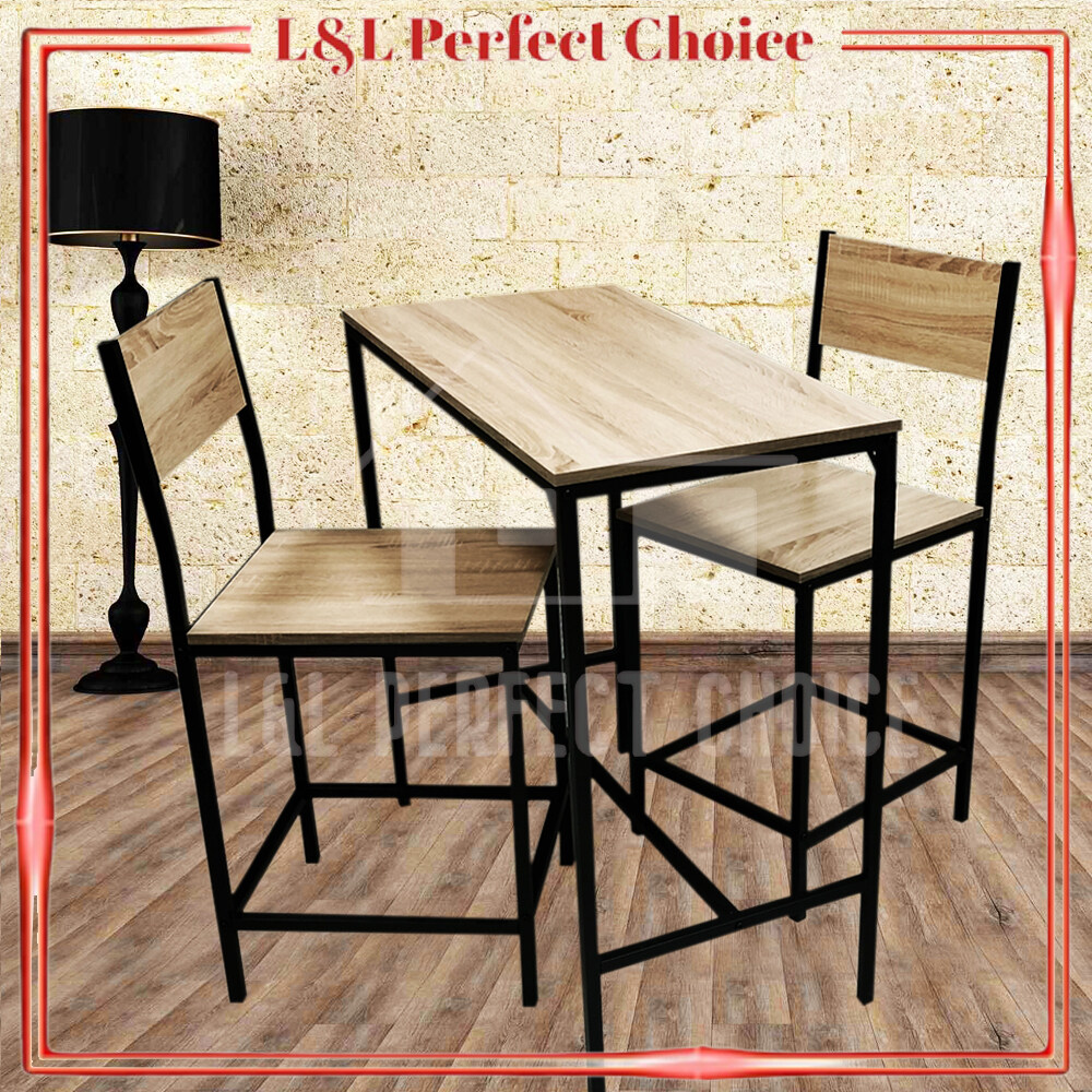 Wooden Bar Table Dining Set (Bar Table & 2 High Bar Chairs) / Dining