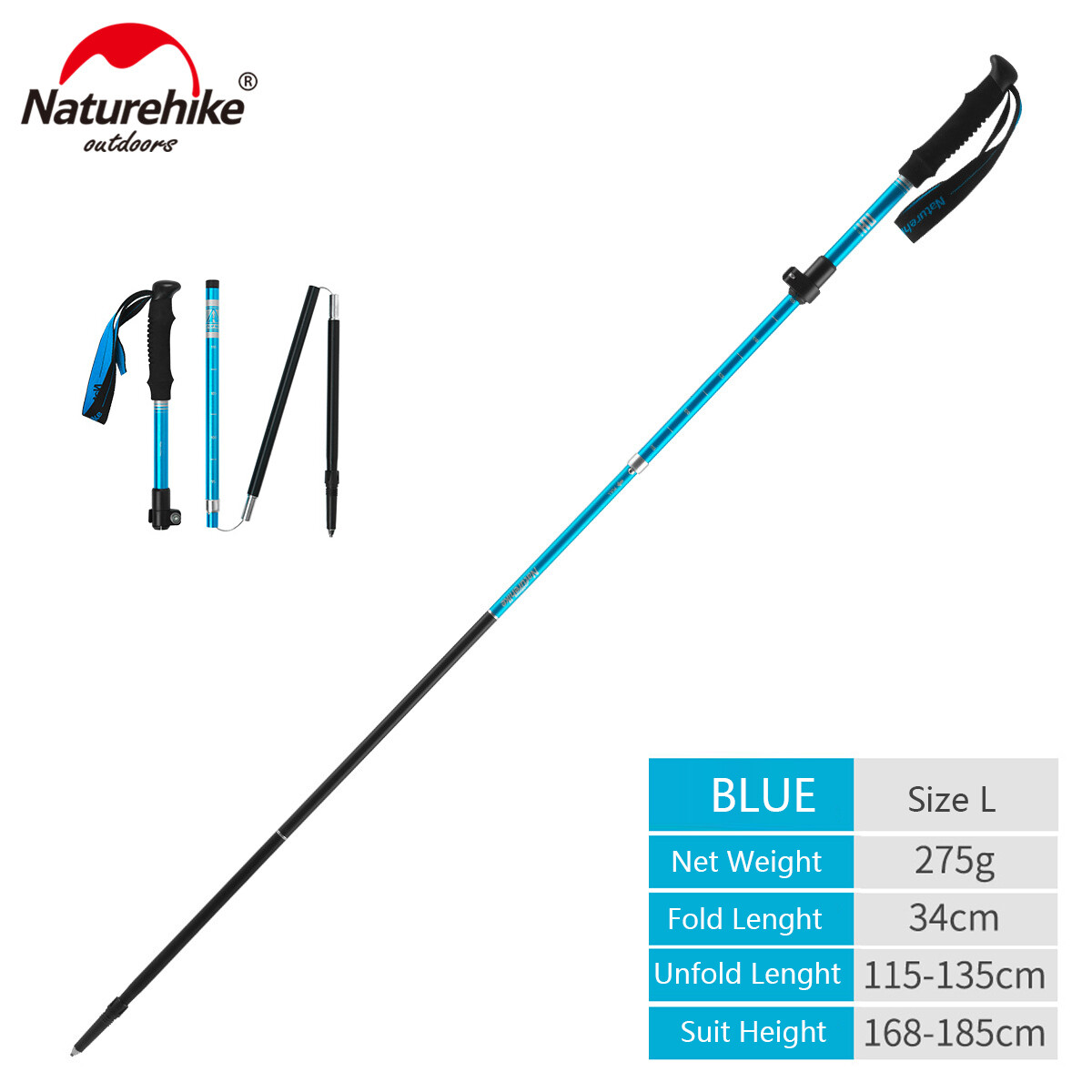 Naturehike ST09 7075 Aluminum Alloy Trekking Pole 115135cm Walking