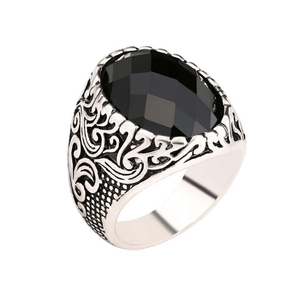 Fashion Men Totem Carved Oval Alloy Finger Ring Party Club Jewelry Birthday Gift