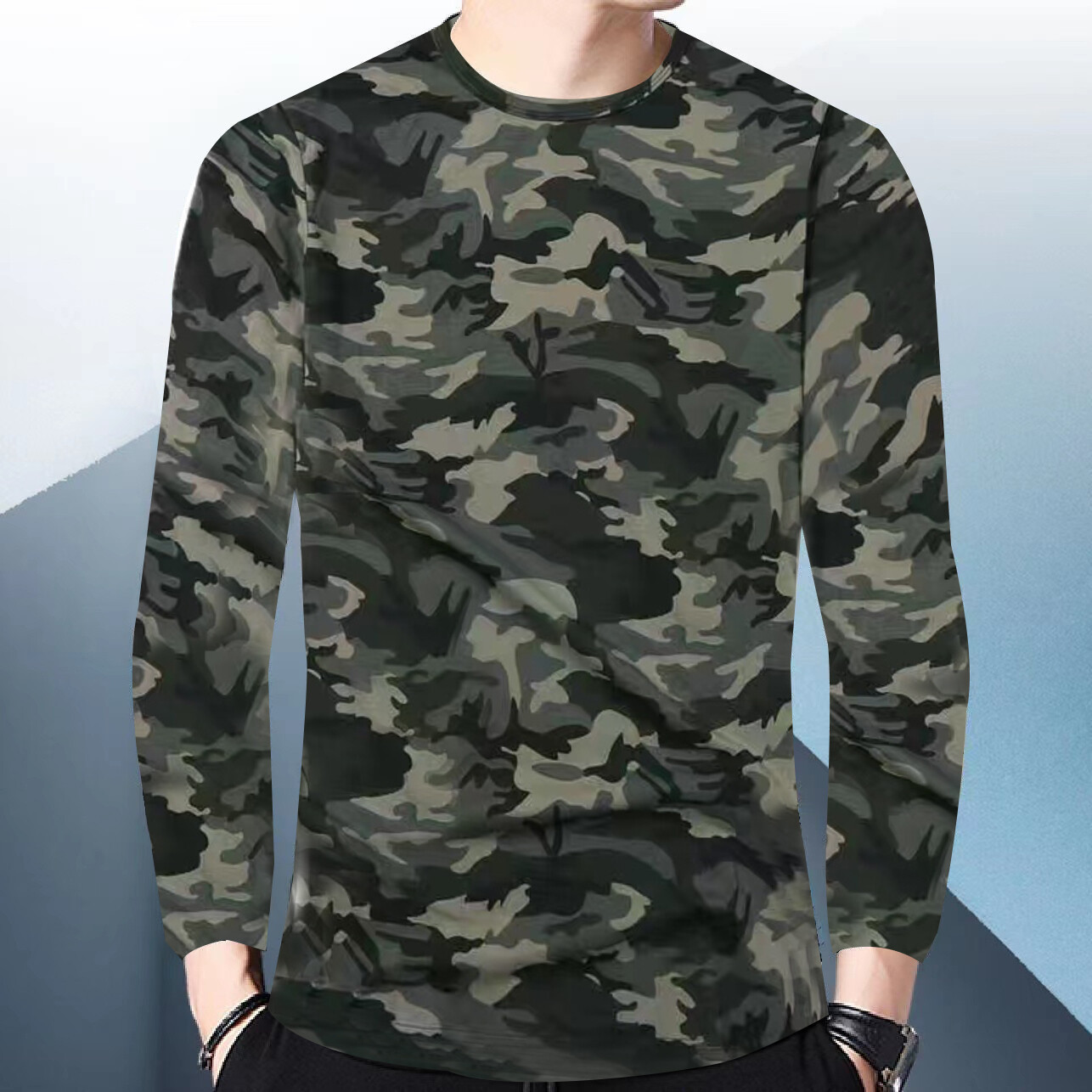 JK Court New Long Sleeve Camouflage T-shirt Men's Outdoor Tactical Military Quick Dry T-shirt