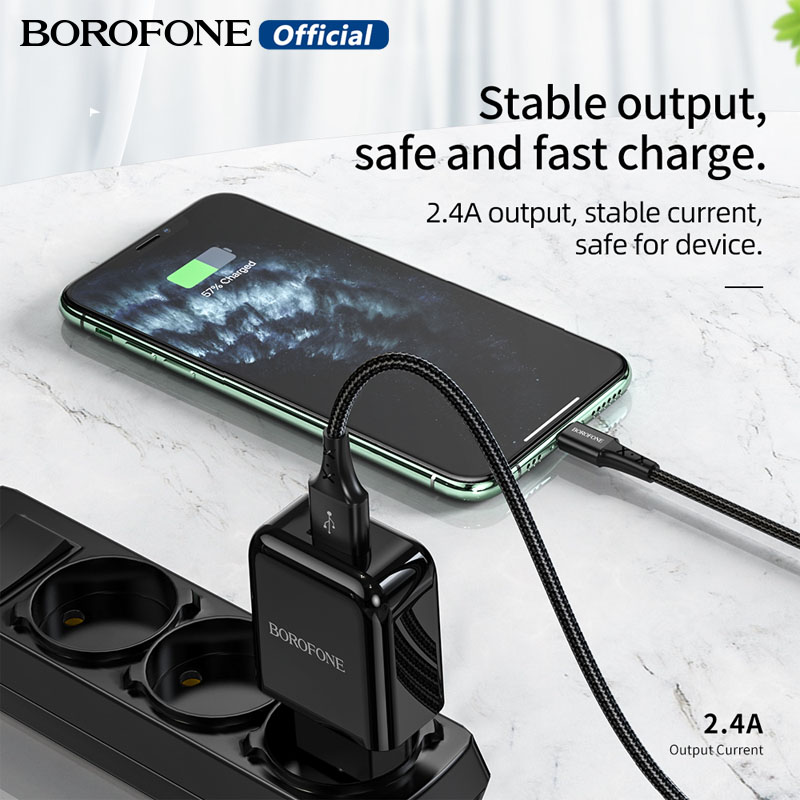 Borofone bx20 Cáp USB Micro/sét/Type-C 2.4A Cáp dữ liệu sạc nhanh phổ quát cho Iphone điện thoại Android sạc nhanh với truyền dữ liệu