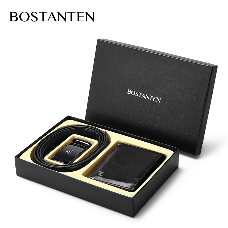 BOSTANTEN Men s Bussiness Leather Wallet and Genuine Leather Belt Black and Brown With Gift bag B4212051K Lazada