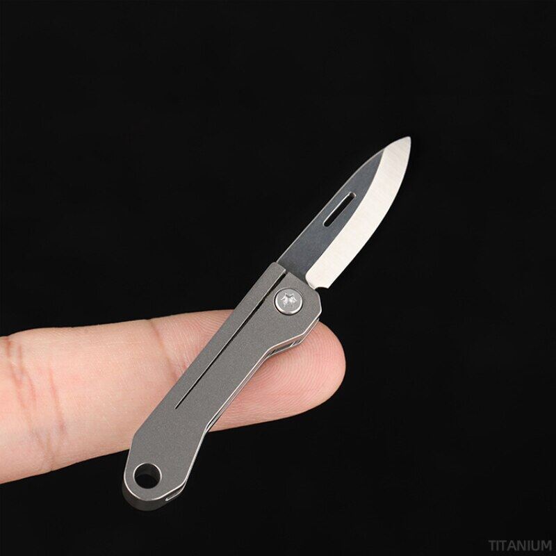 Mini Titanium Alloy Handle Sharp D2 Steel Folding Portable Emergency Tool Survival Keychain Edc