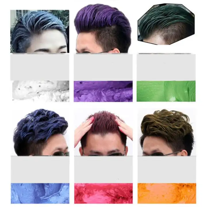 Grandma Gray Hair Wax Purple Blue Color Hair Mud Disposable Hair
