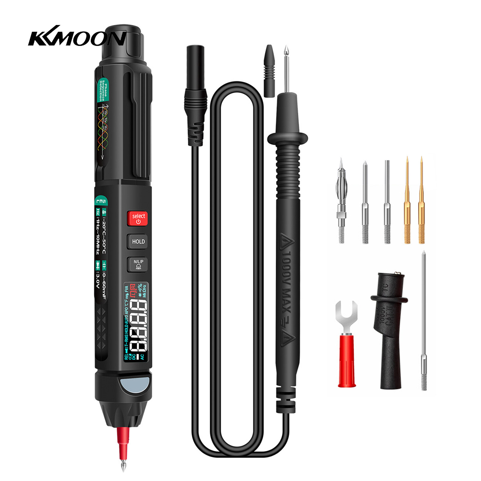 ANENG A3008 Pen Multimeter 6000 Counts Digital Multimeter Meter Tester with LCD Display Backlight Flashlight NCV Auto-off Multiple Accessories for Voltage Current Resistance Capacitance Diode