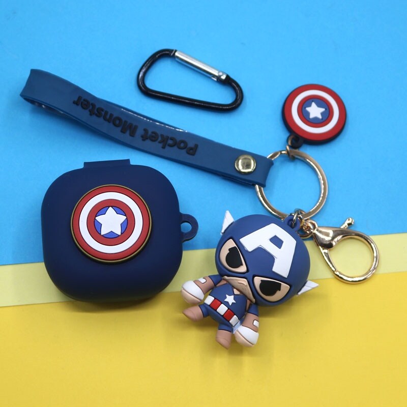 【 Hot Sale】 Cartoon Marvel Earphone Case With Key Chain For Samsung Galaxy Buds Live/Buds Pro Wireless Bluetooth Headphone Protective Cover