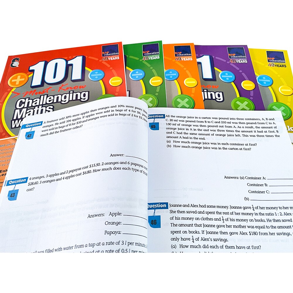 6 หนังสือ เรียน หนังสือ SAP Education 101 Challenging Maths Word ...