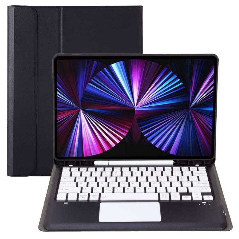 TouchPad Keyboard Case for iPad Pro 12.9 inch 2022 2021 2020 2018, Slim Leather Protective Case with Wireless Detachable Keyboard and Pencil Holder