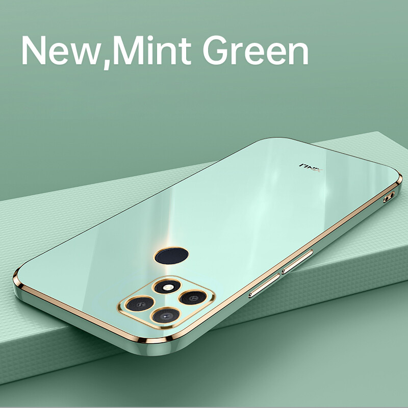 AnDyH Ốp Điện Thoại Mạ Cho OPPO A15 A15S A35 2021 Ốp Bảo Vệ Máy Ảnh Chính Xác Ốp Viền Thẳng Sang Trọng