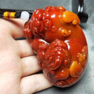 New pit material Shoushan stone carving handlebar pieces of Buddha, small ornaments of Buddha and animals