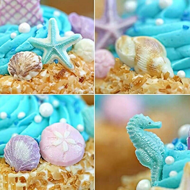 TUKE Sea Conch Starfish Shell Tail Shape Fondant Cake Candy Silicone Molds DIY Cake Decorating Tools Soap Resin Clay Chocolate Moulds
