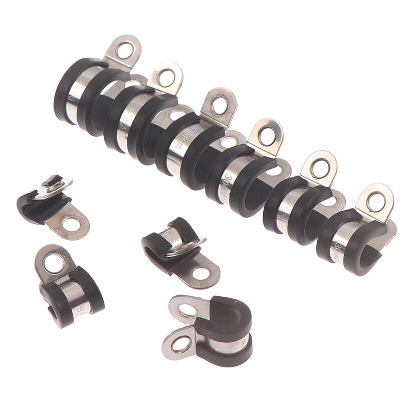 2 Chiếc Kẹp Chữ P Lót Cao Su Bằng Thép Không Gỉ 304 Kẹp Ống Gắn Cáp