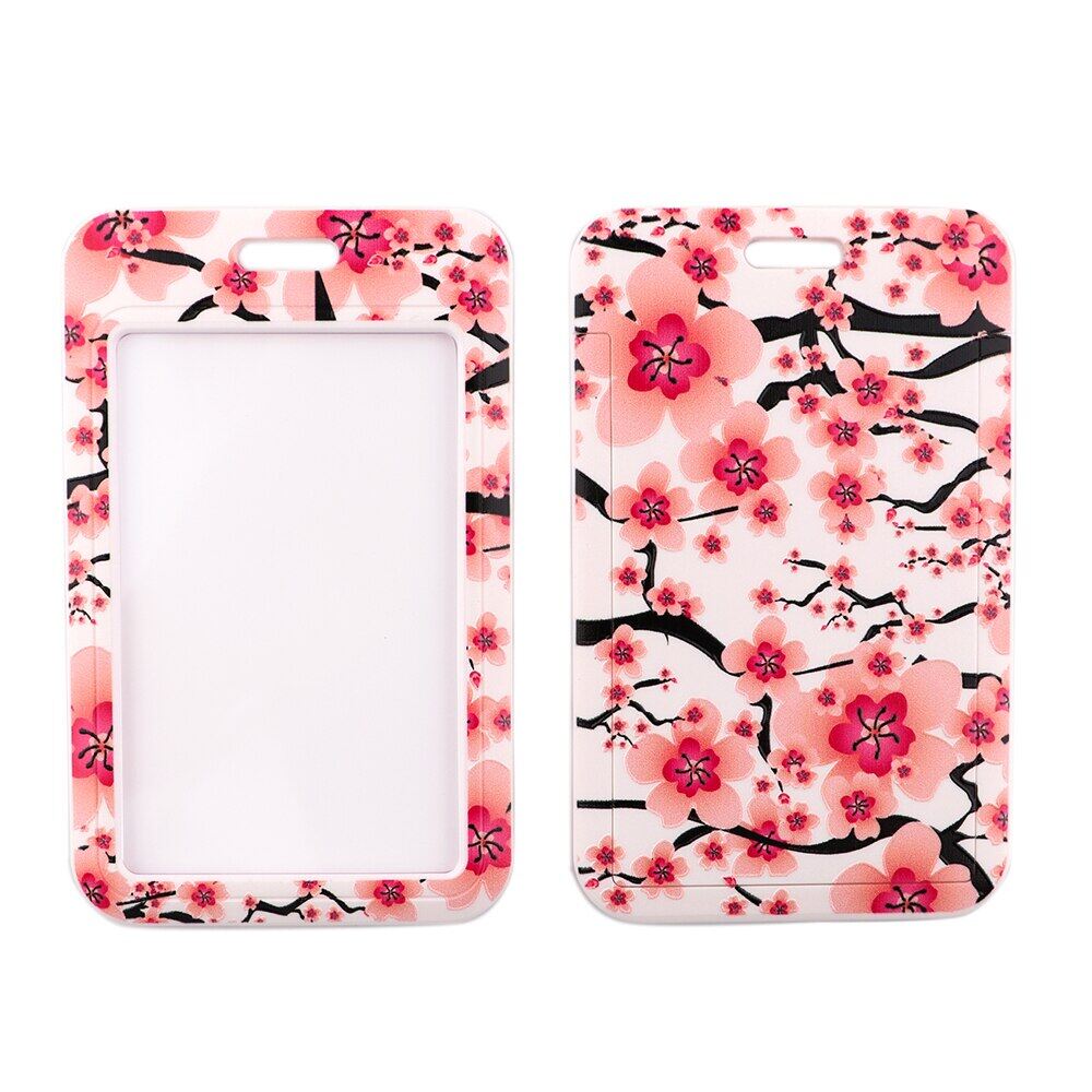 New Sakura Cherry Blossoms Flower Lanyard Card ID Badge Holder Keychain Pass Gym Mobile Kids Key Holder Key S Gift