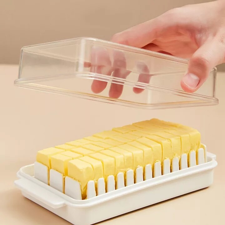 Hộp Đựng Cắt Bơ Trong Suốt Hộp Đựng Có Nắp Dụng Cụ Nhà Bếp Cầm Tay Giữ Tươi Tách Bơ Phô Mai