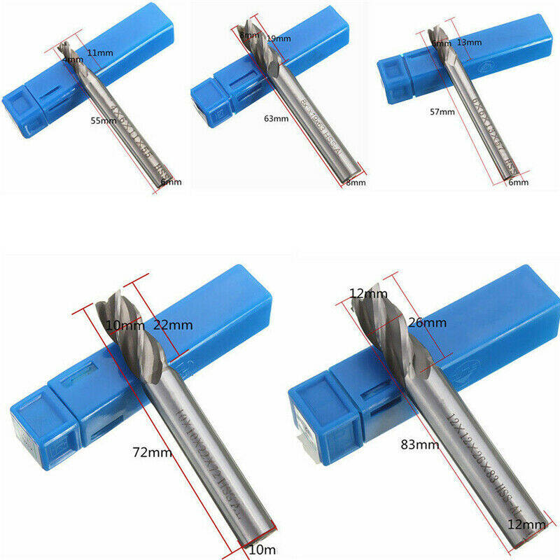 5 cái CNC End Mill Máy phay HSS Mũi khoan thẳng mũi khoan 4 sáo