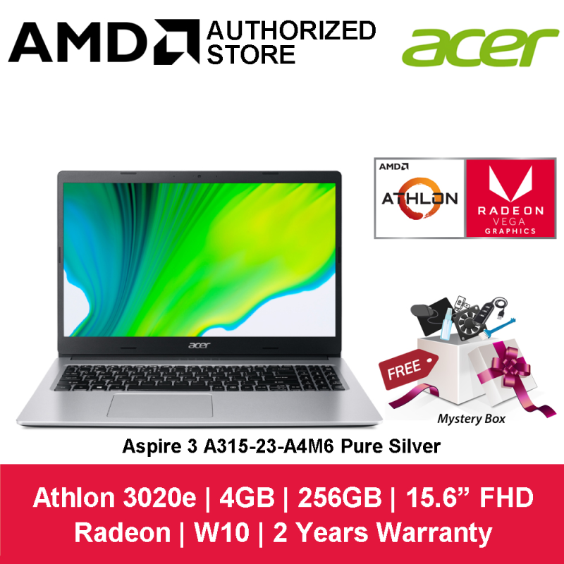 Acer Aspire 3 A315-23-A4M6 15.6 FHD Laptop Pure Silver ( Athlon 3020e, 4GB, 256GB SSD, ATI, W10 ) Malaysia