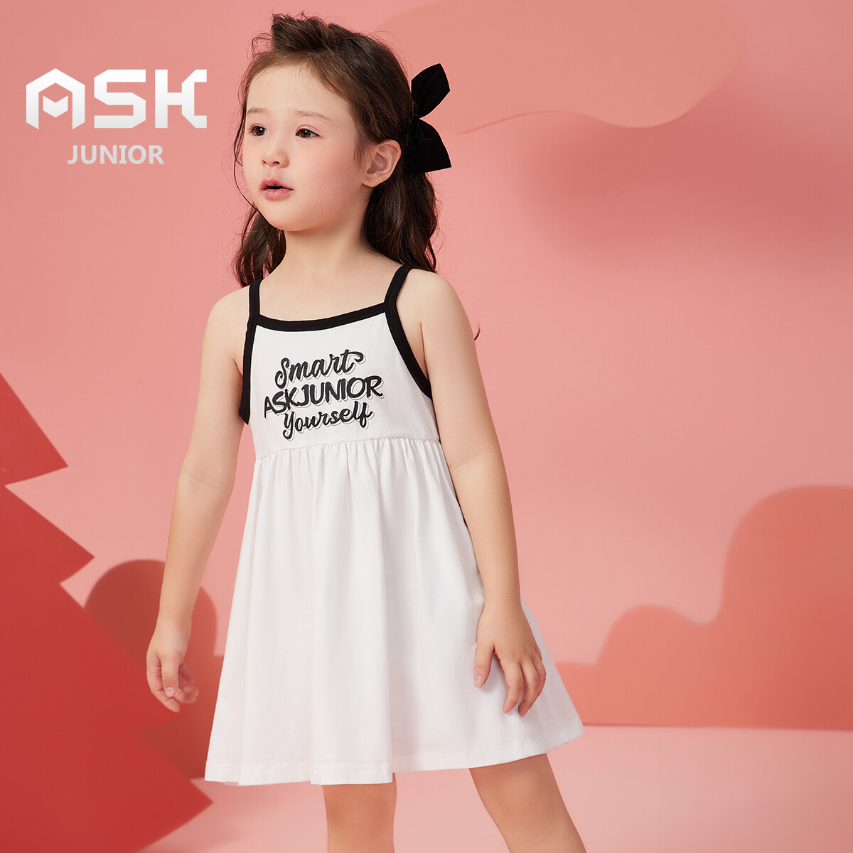 Ask junior girls 2-8 years old letter printed t-shirt dress slip dress