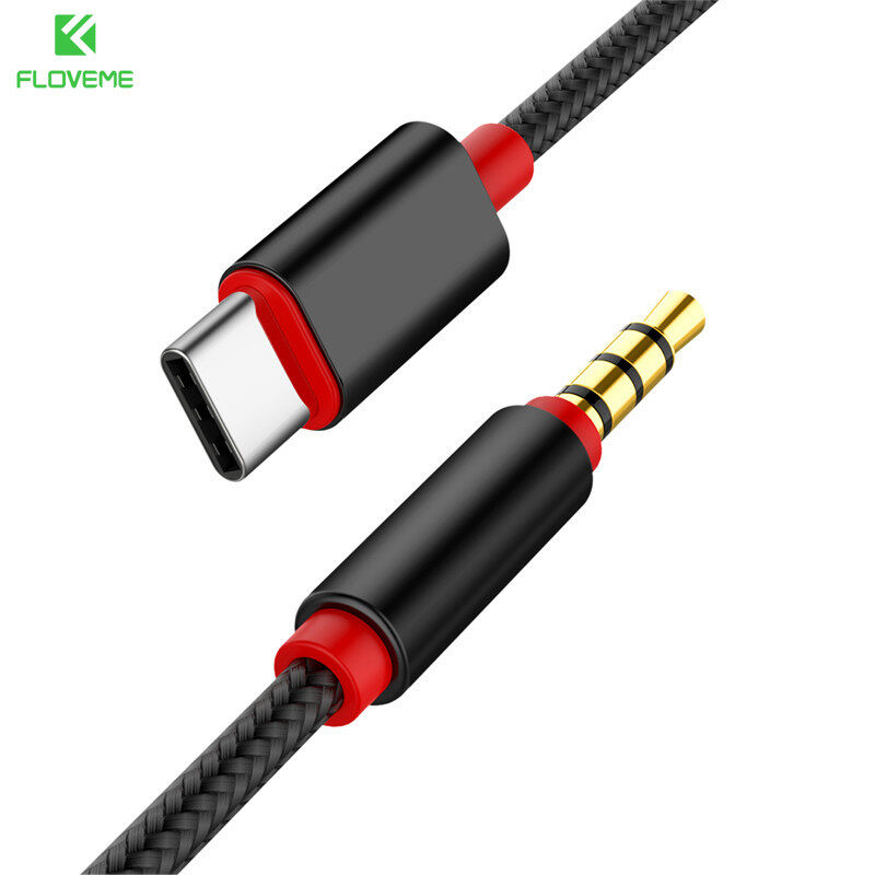 Floveme universal usb type c male to 3.5mm male cable adapter earphone car audio aux converter cable for samsung oppo vivo realme