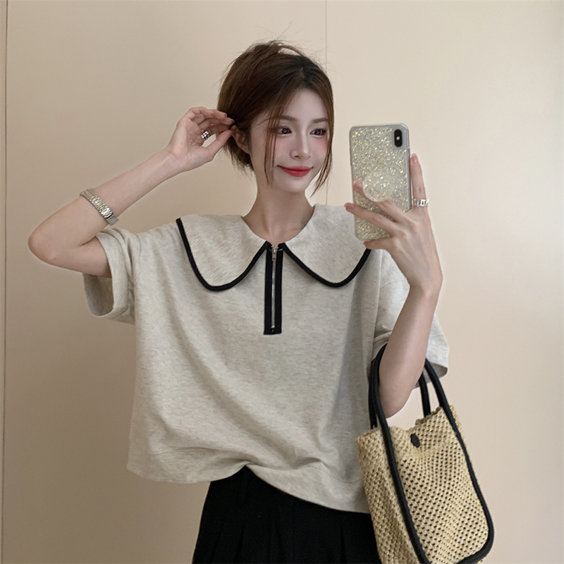 Du Yan women's new short sleeve t-shirt lapel polo shirt