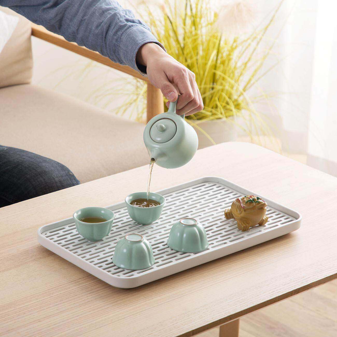 Khay Ráo Nước Hai Lớp Homenhome, Giá Để Trái Cây Bằng Nhựa, Khay Đựng Trà Nhà Bếp
