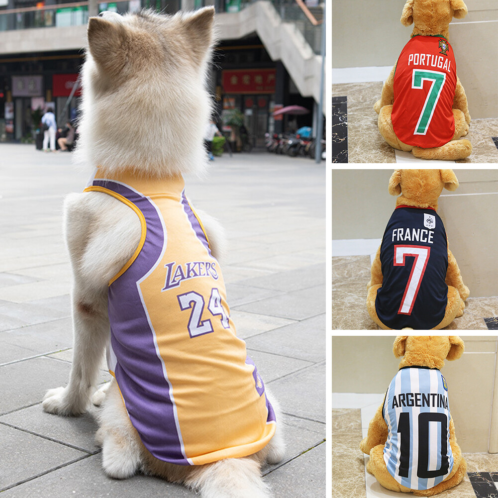 Summer pet Vest Ventilate Dog Clothes Basketball Football National Team Shirt Pets Jacket For Puppy Medium Large Dogs