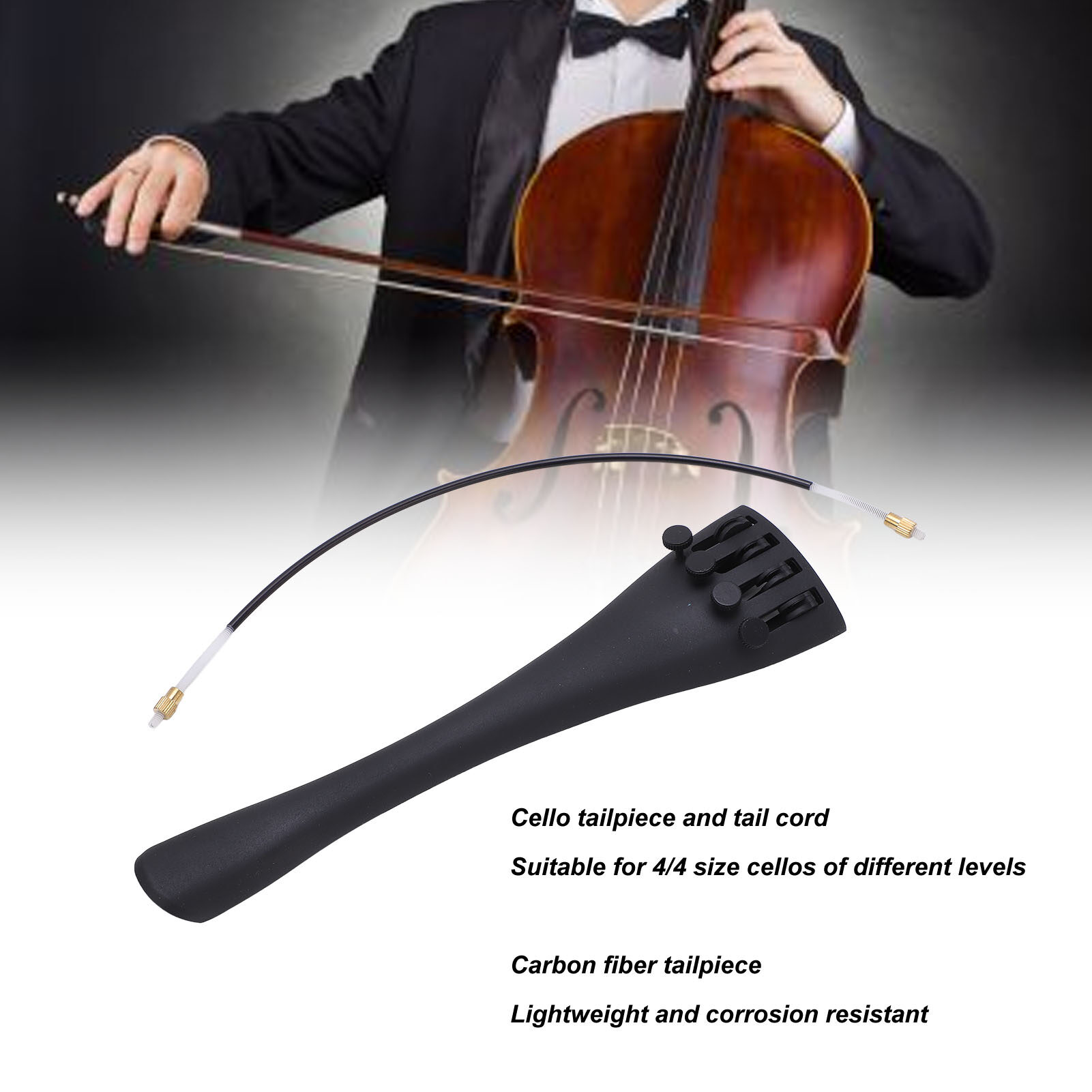 Cello Tailpiece Nylon Tail Gut Lightweight for Different Levels 4/4 Cellos