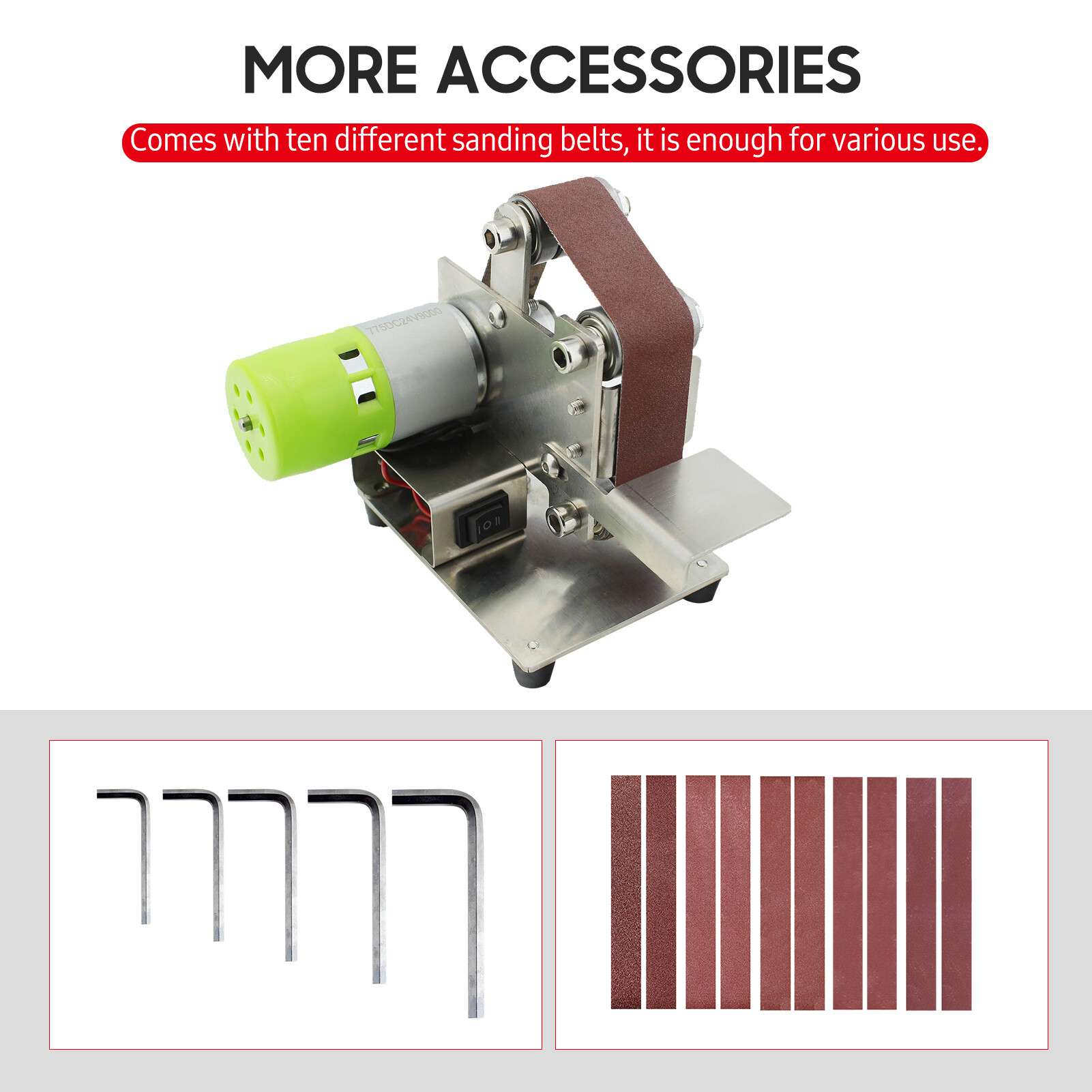 Meterk Mini Belt Sander Electric Sanding Polishing Grinding Machine 7 Variable Speed with 10 Sanding Belts for Polishing Wood Acrylic Metal (Belt Size: 30*330mm)
