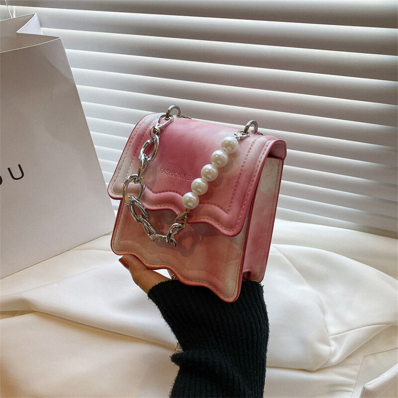 C&K New women's bag fashion shoulder bag crossbody bag trend shopping mouth red envelope PU leather small square bag mini chain bag
